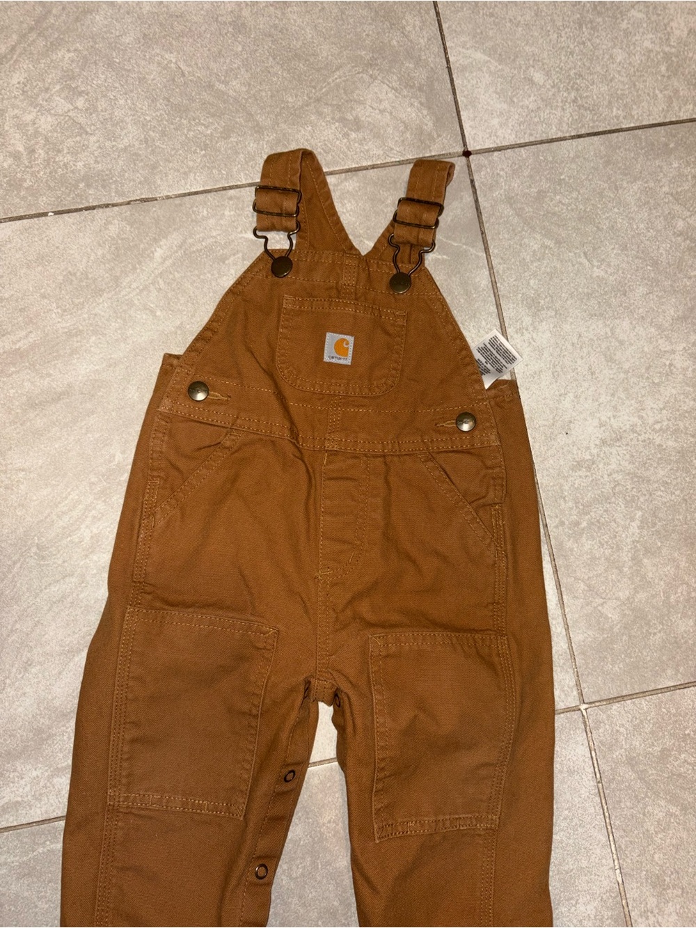 Carhartt Kids Tan Brown Duck Overalls with Adjustable Straps